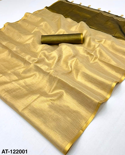 Light Golden Tissue Silk Ready To Wear/Easy Saree - Panaash Saree