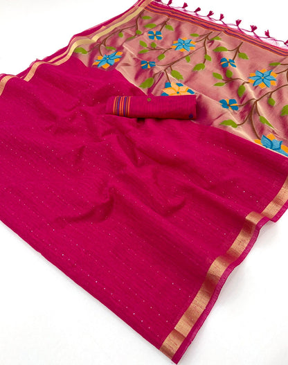 Pink Munga Silk Ready To Wear/Easy Saree by Stylebypanaash 