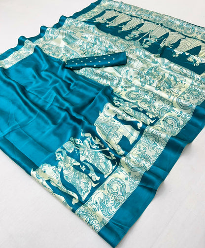 Sea Green Crepe Silk Ready To Wear/Easy Saree