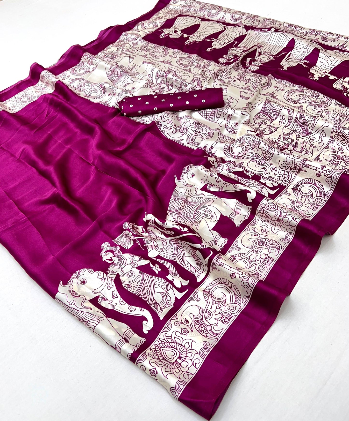 Magenta Crepe Silk Ready To Wear/Easy Saree