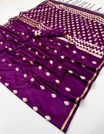 Magenta Satin Silk Ready To Wear/Easy Saree by Stylebypanaash