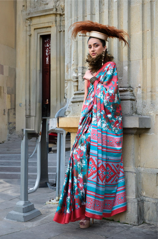 Multi color Crepe Silk Casual Readymade/Easy Saree