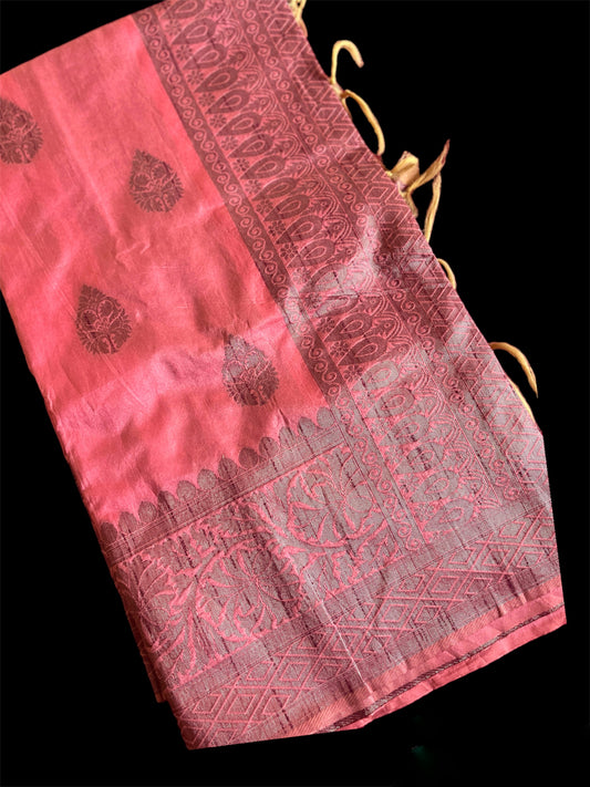 Pink Color Silk Readymade/Easy Saree (Clearance)