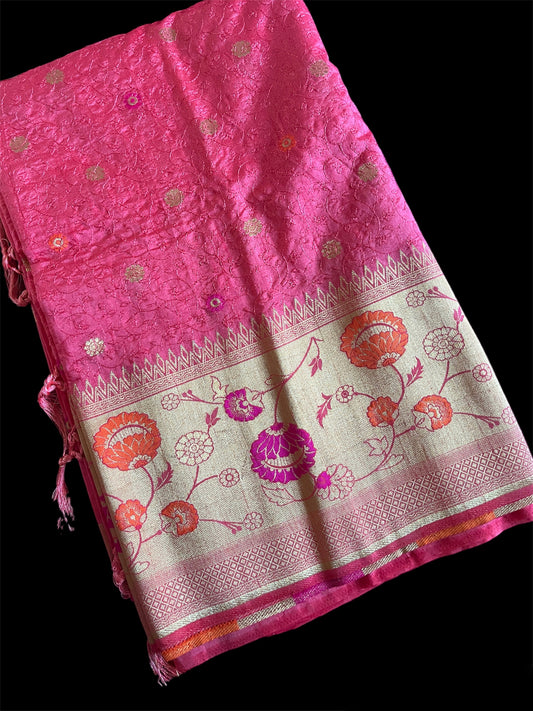 Pink Color Silk  Readymade/Easy Saree (Clearance)