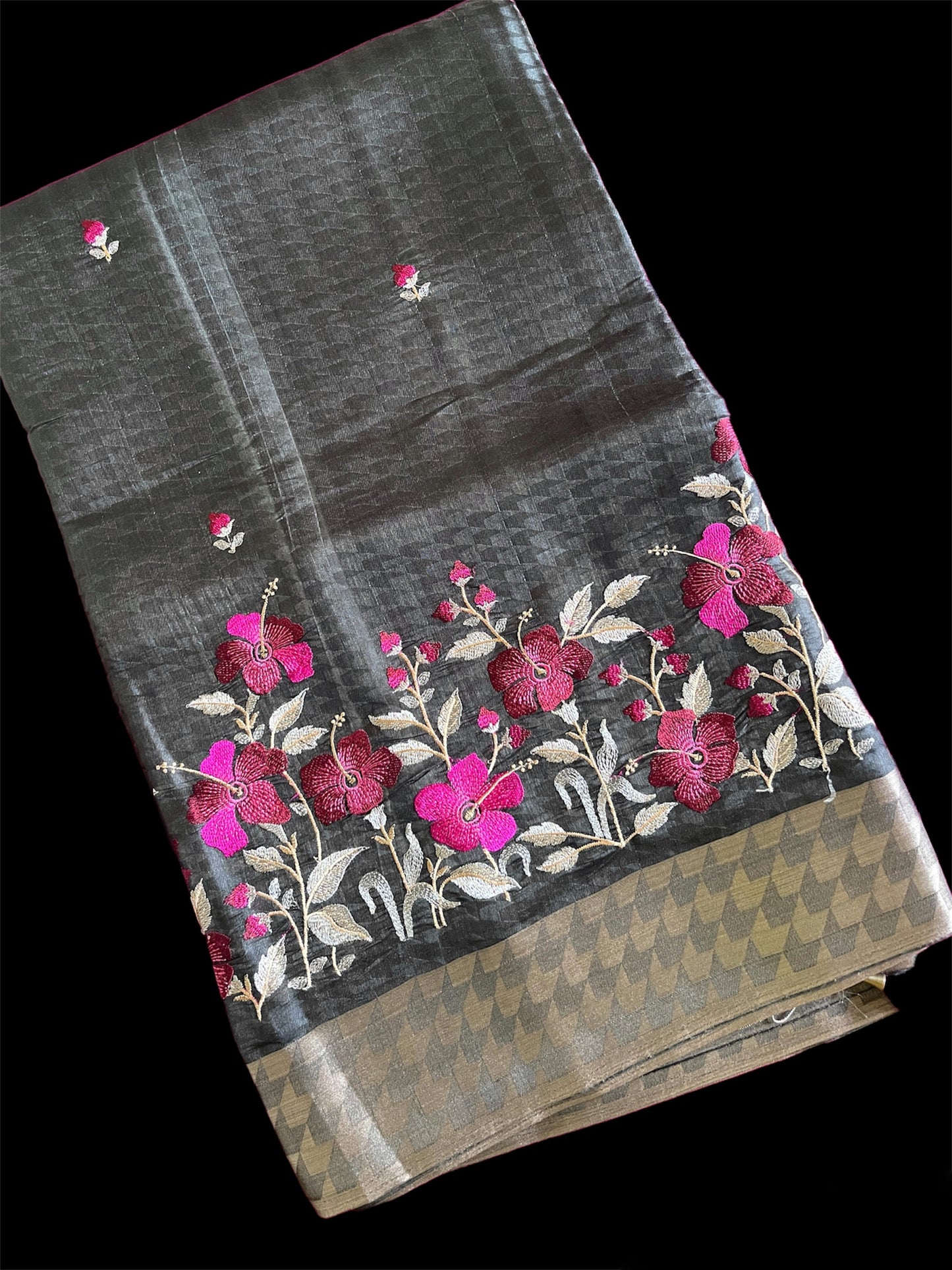 Grey Color Silk Readymade/Easy Saree (Clearance)