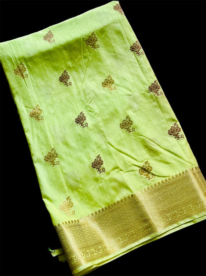 Neon Green Color Silk Readymade/Easy Saree (Clearance)