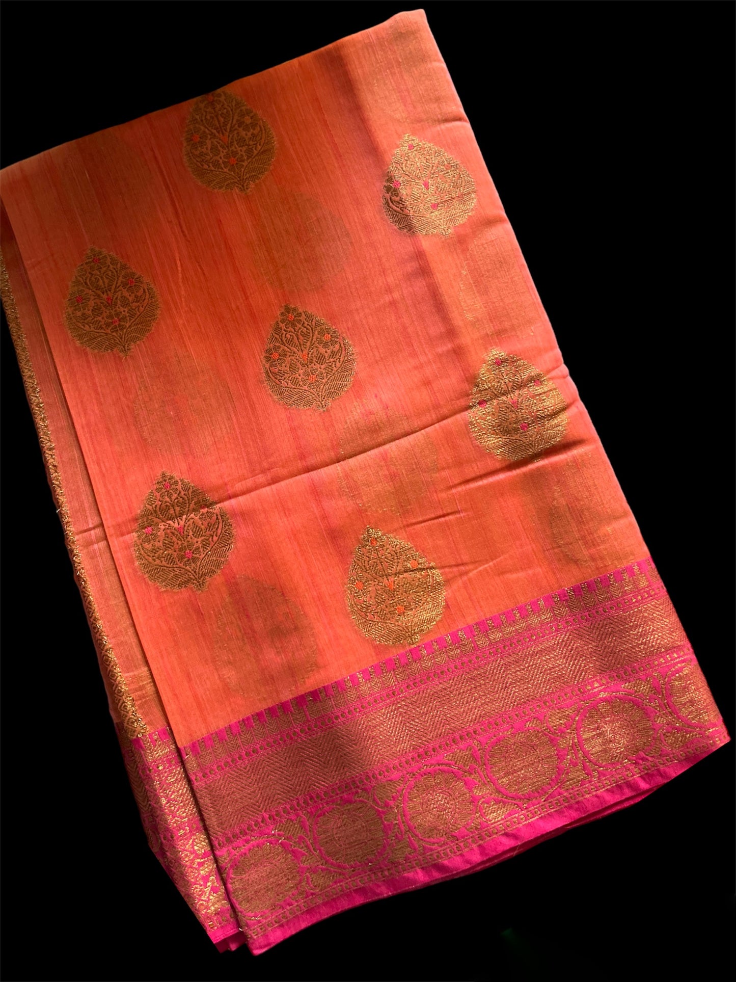 Orange Color Sico Readymade/Easy Saree (Clearance)