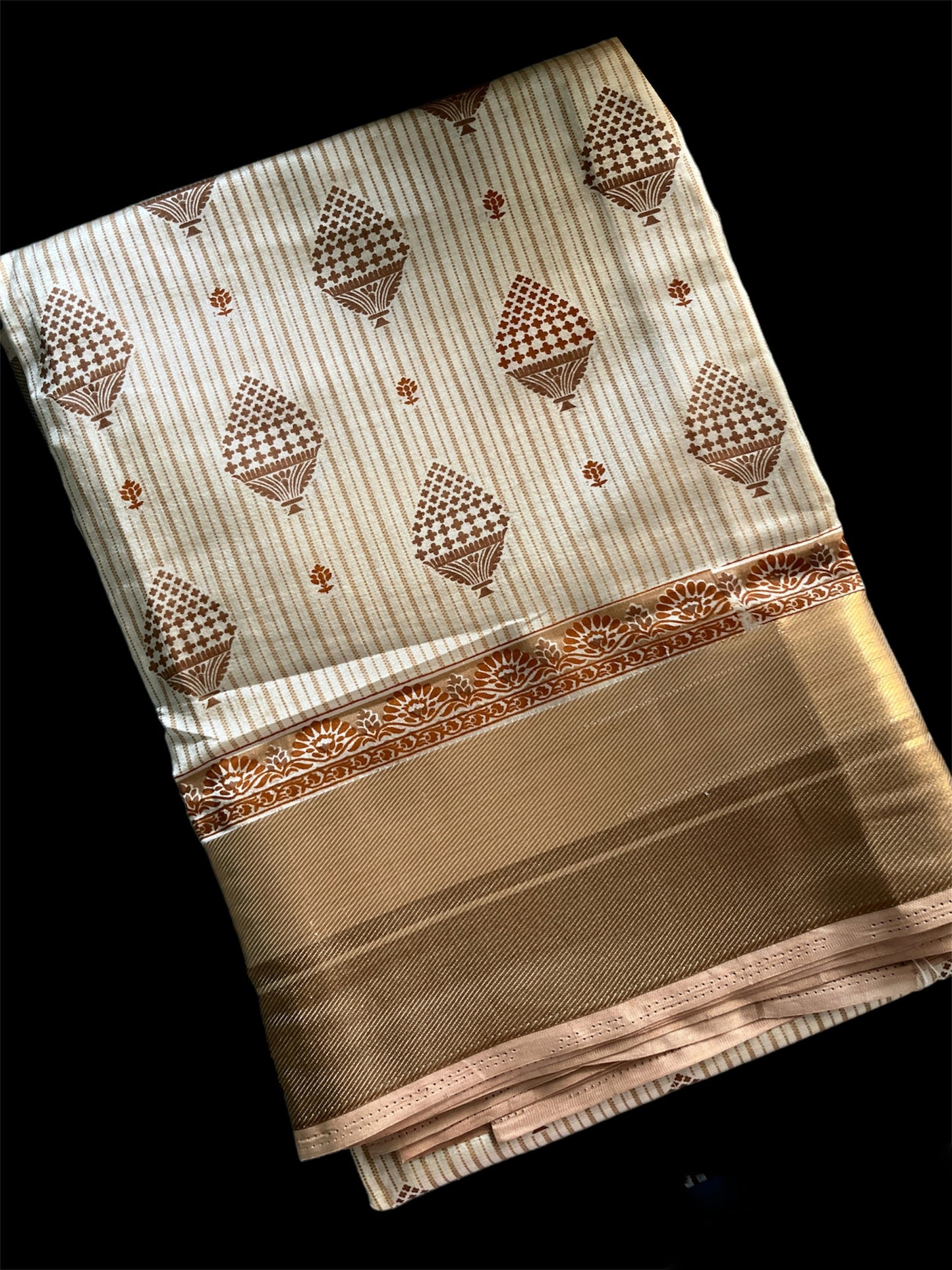 Off White Color Silk Readymade/Easy Saree (Clearance)