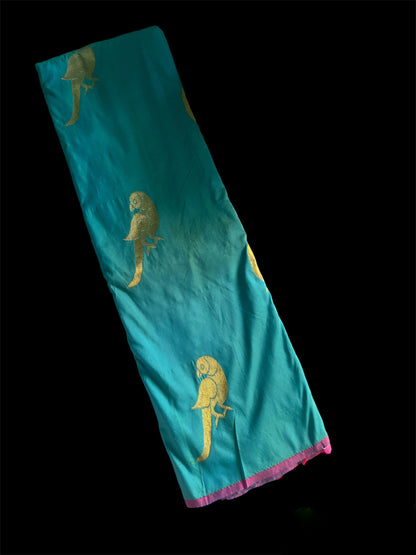 Light Blue Color Silk Readymade/Easy Saree (Clearance)