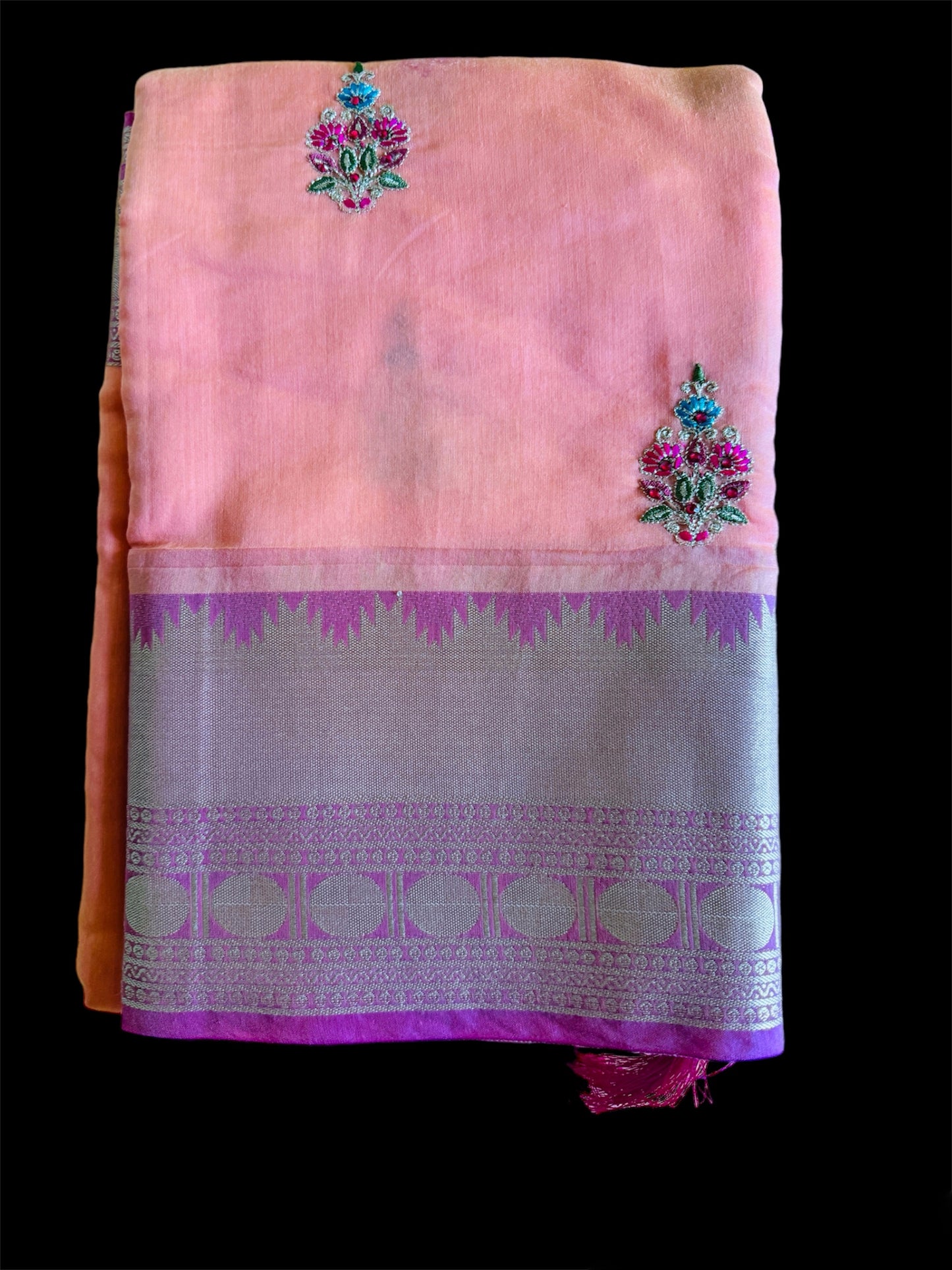 Peach Sico Readymade/Easy Saree (Clearance)