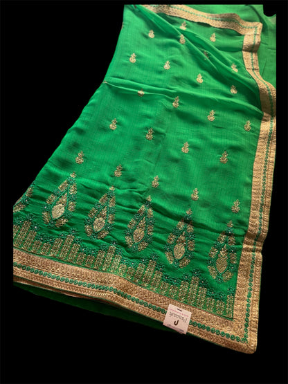 Green Color Designer Readymade/Easy Saree (Clearance)