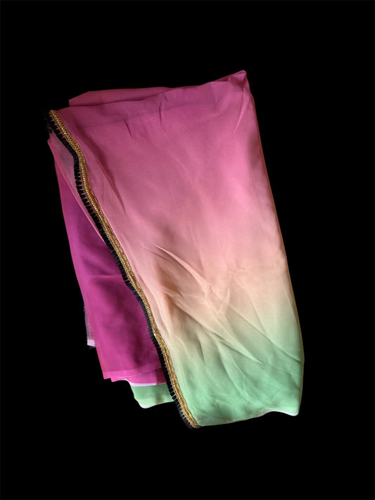 MultiColor Chiffon Readymade Saree (Clearance)