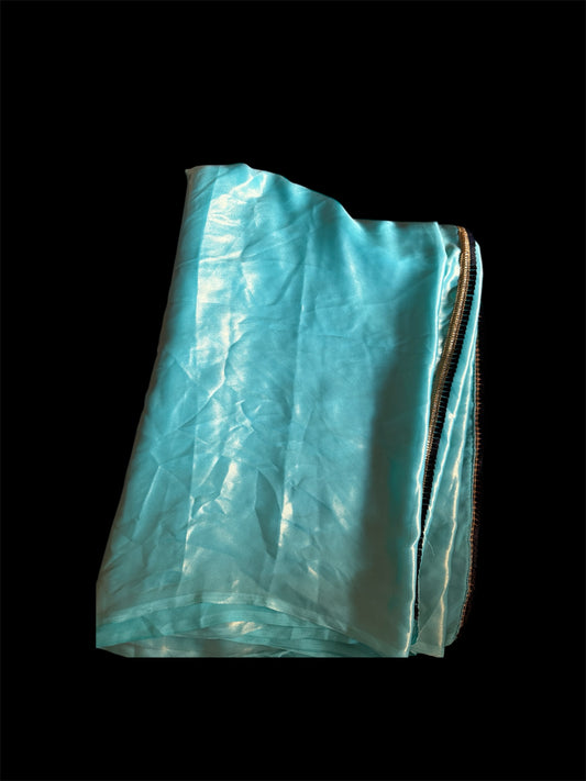 Blue Crushed Shimmer Readymade Saree (Clearance)