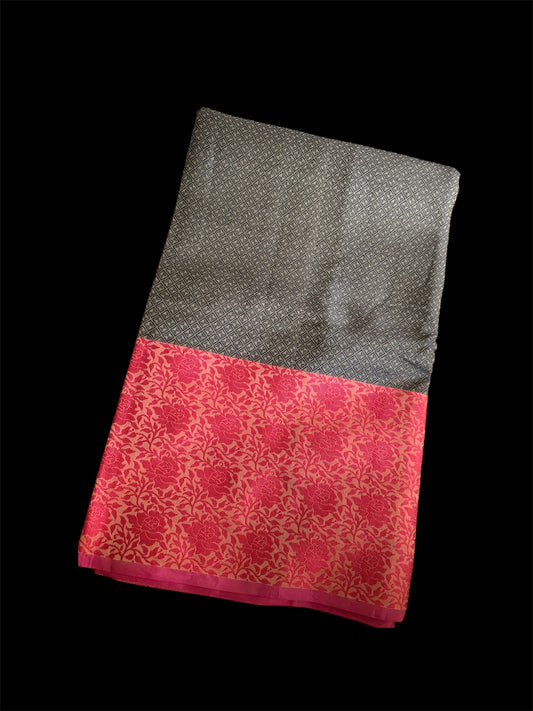 Black Kora Silk Readymade Saree (Clearance)