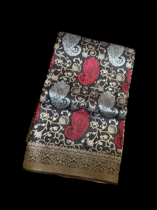 Black Banarasi Readymade Saree (Clearance)