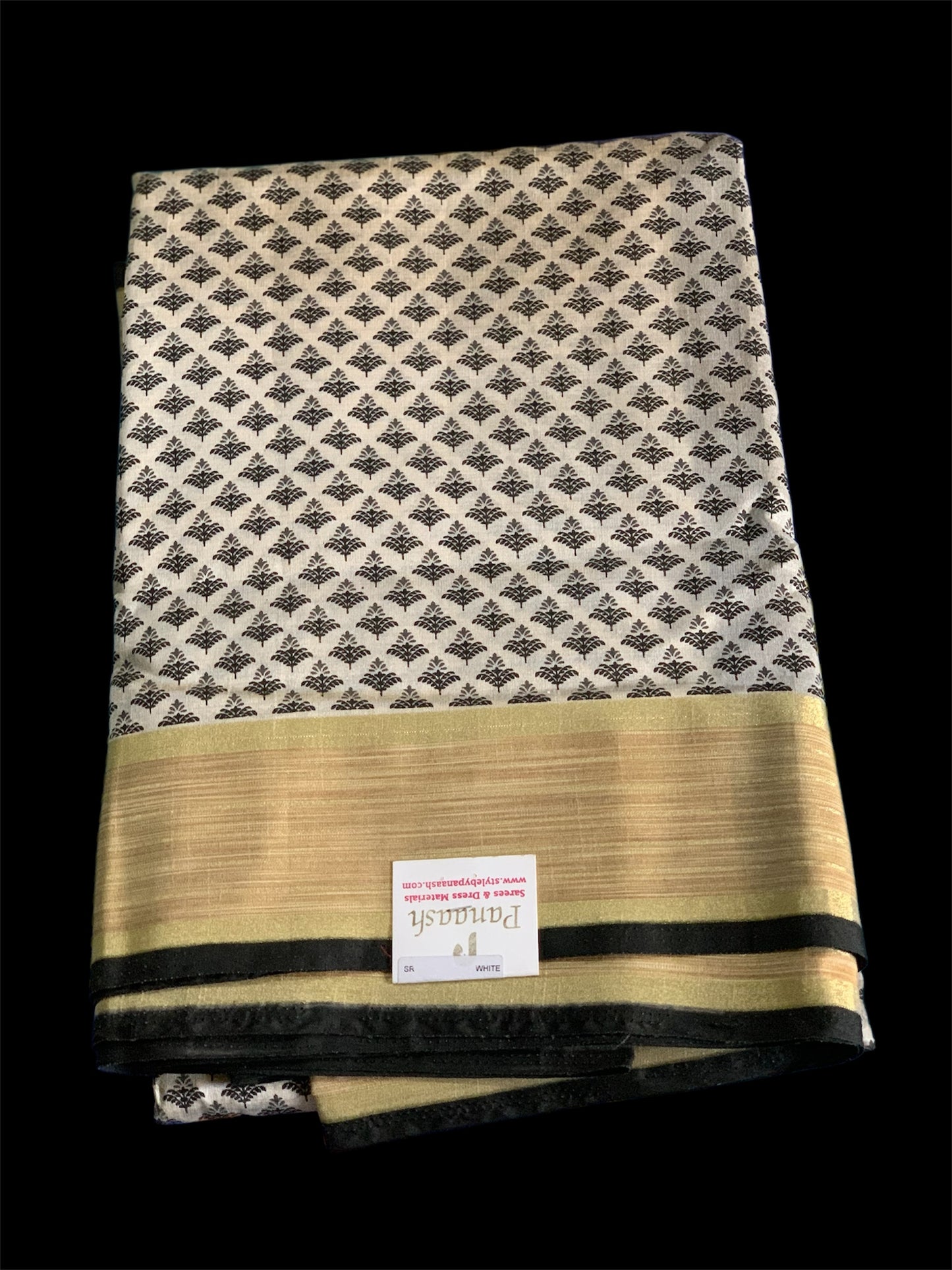 Black & White Color Silk Readymade/Easy Saree