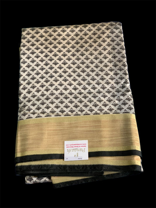 Black & White Color Silk Readymade/Easy Saree