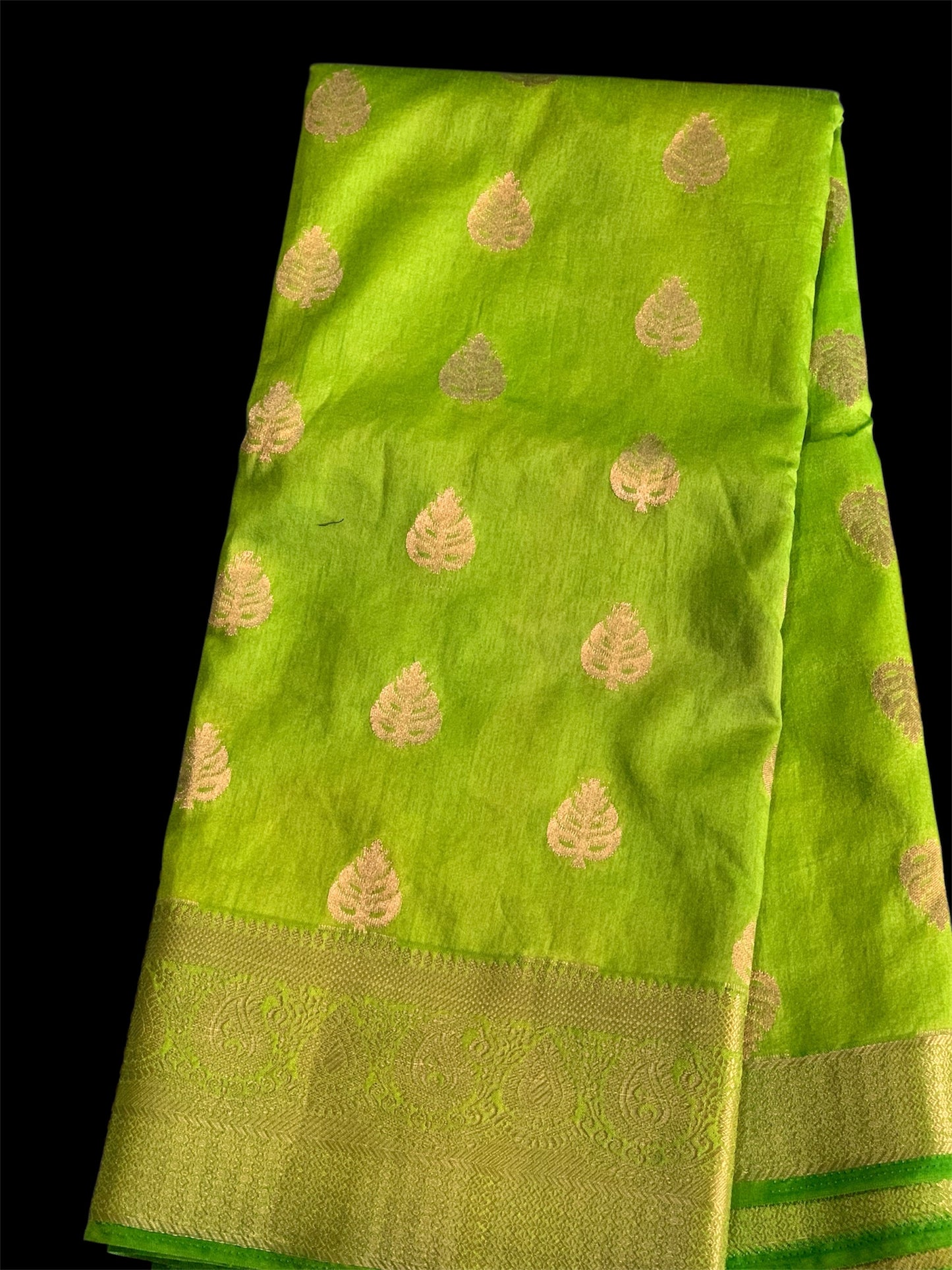 Parrot Green Color Silk Readymade/Easy Saree