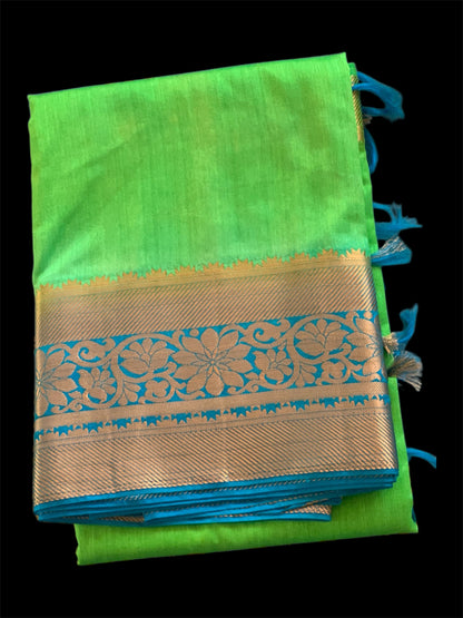 Green Color Silk Readymade/Easy Saree