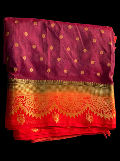 Burgundy Color Silk Readymade/Easy Saree