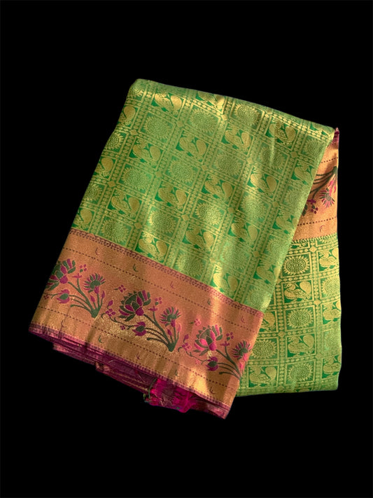 Green Color Silk Readymade/Easy Saree