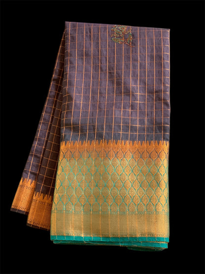 Navy Blue Color Silk Readymade/Easy Saree