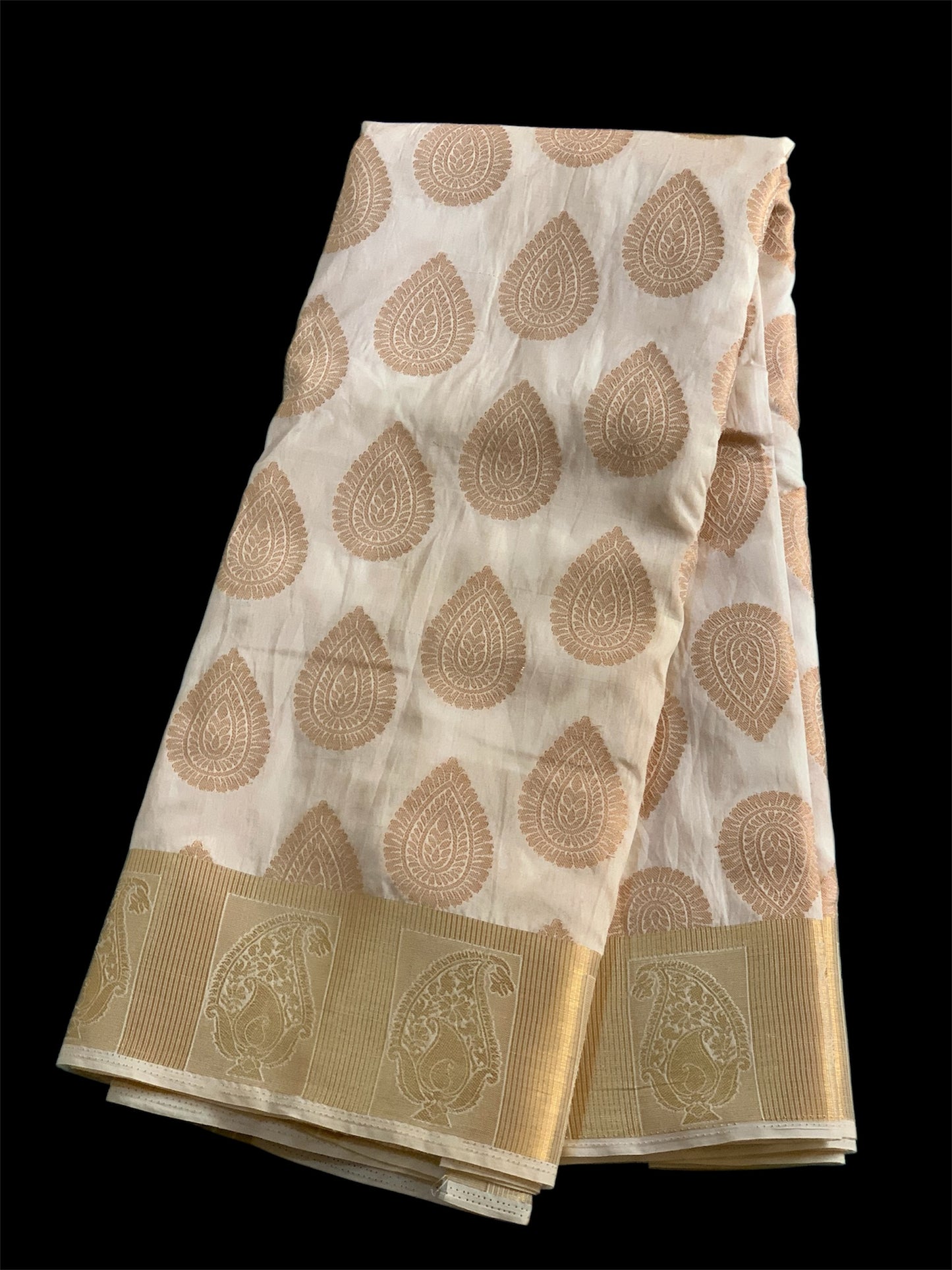 Off White Color Silk Readymade/Easy Saree