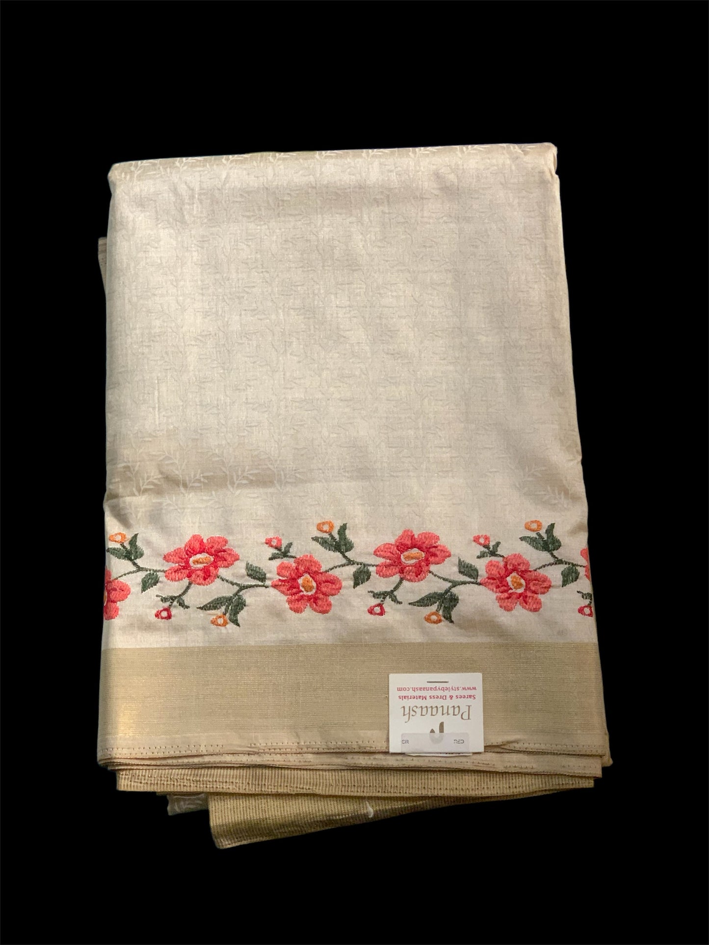Off White Silk Readymade/Easy Saree