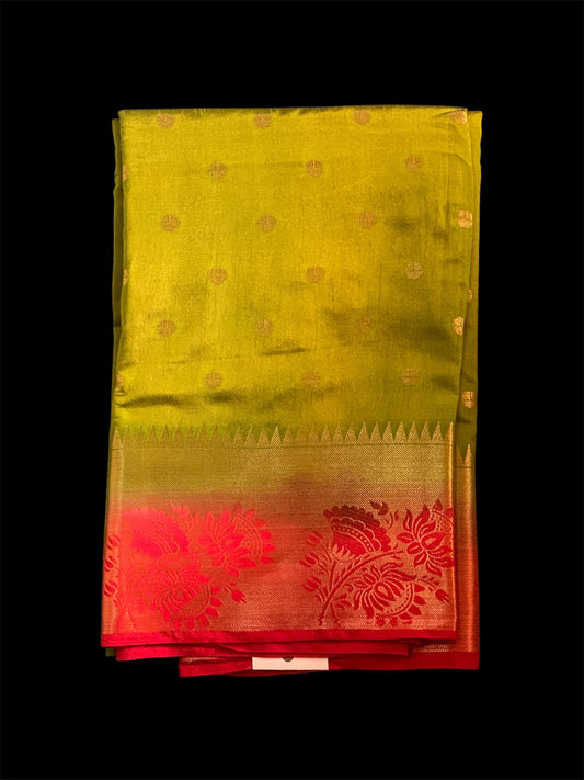 Green Silk Readymade/Easy Saree