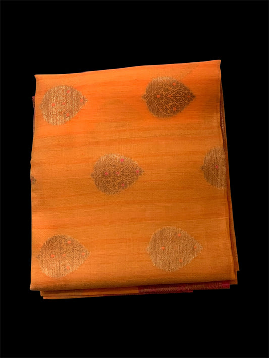 Orange Linen Readymade/Easy Saree