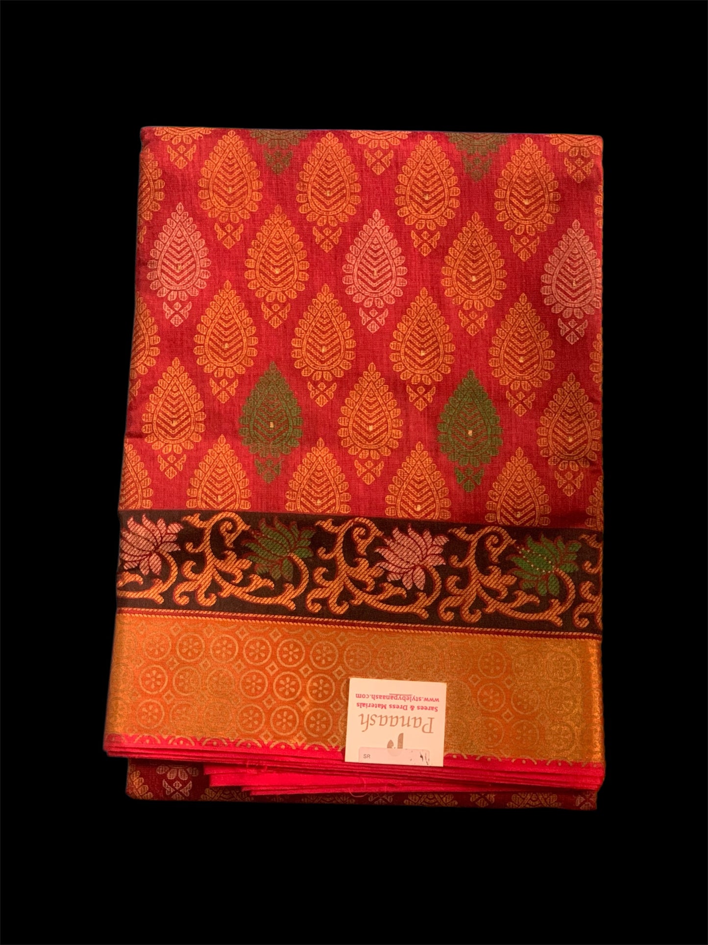 Red Cotton Readymade/Easy Saree