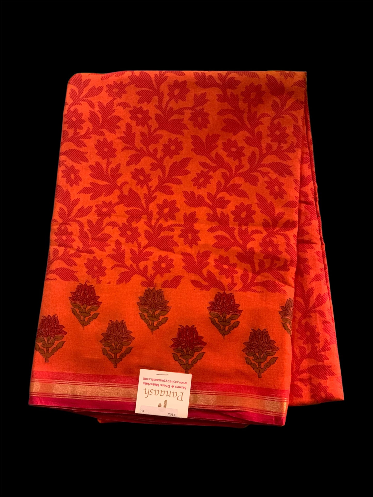 Orange Cotton Readymade/Easy Saree