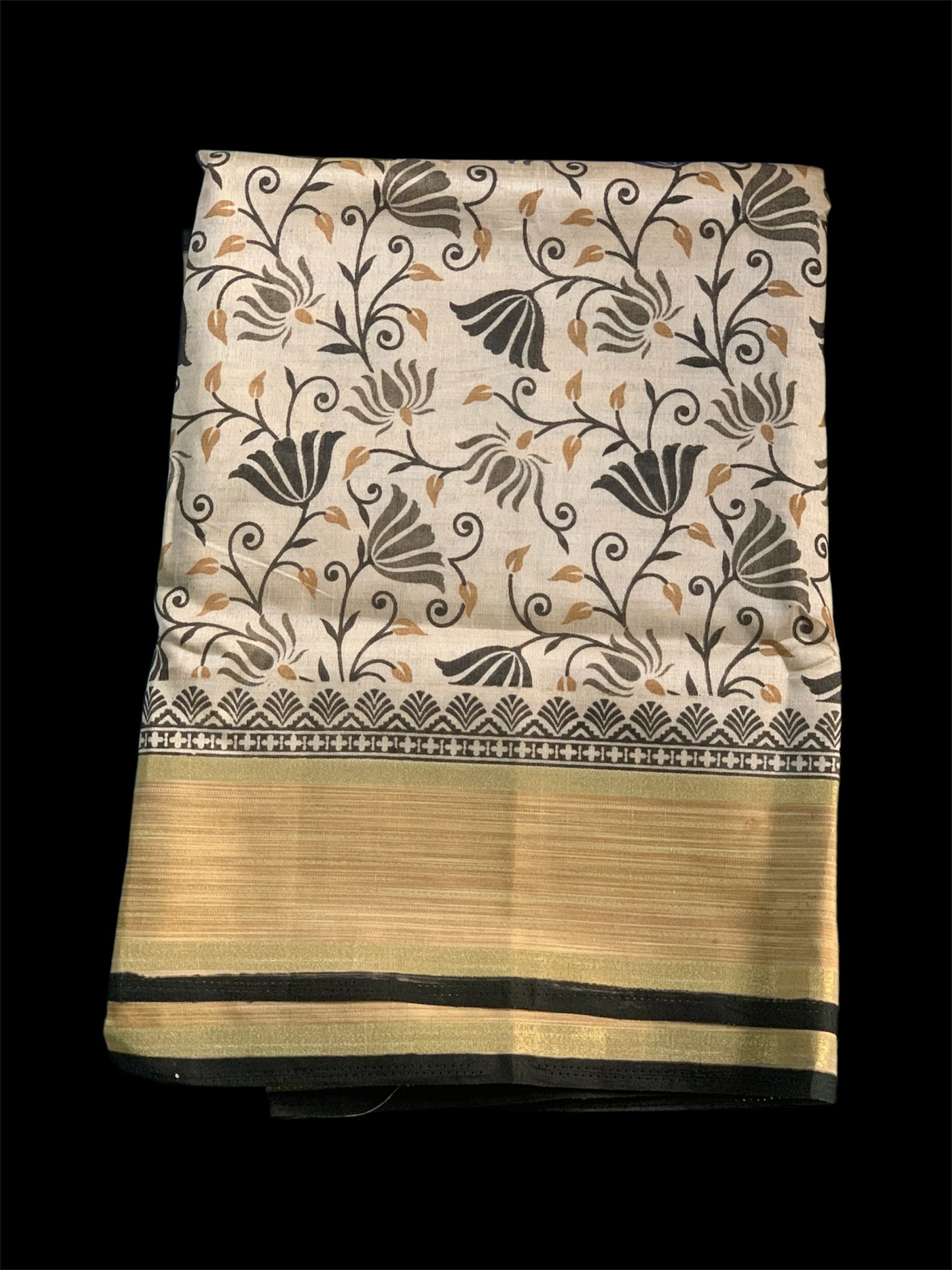 Off White Silk Readymade/Easy Saree