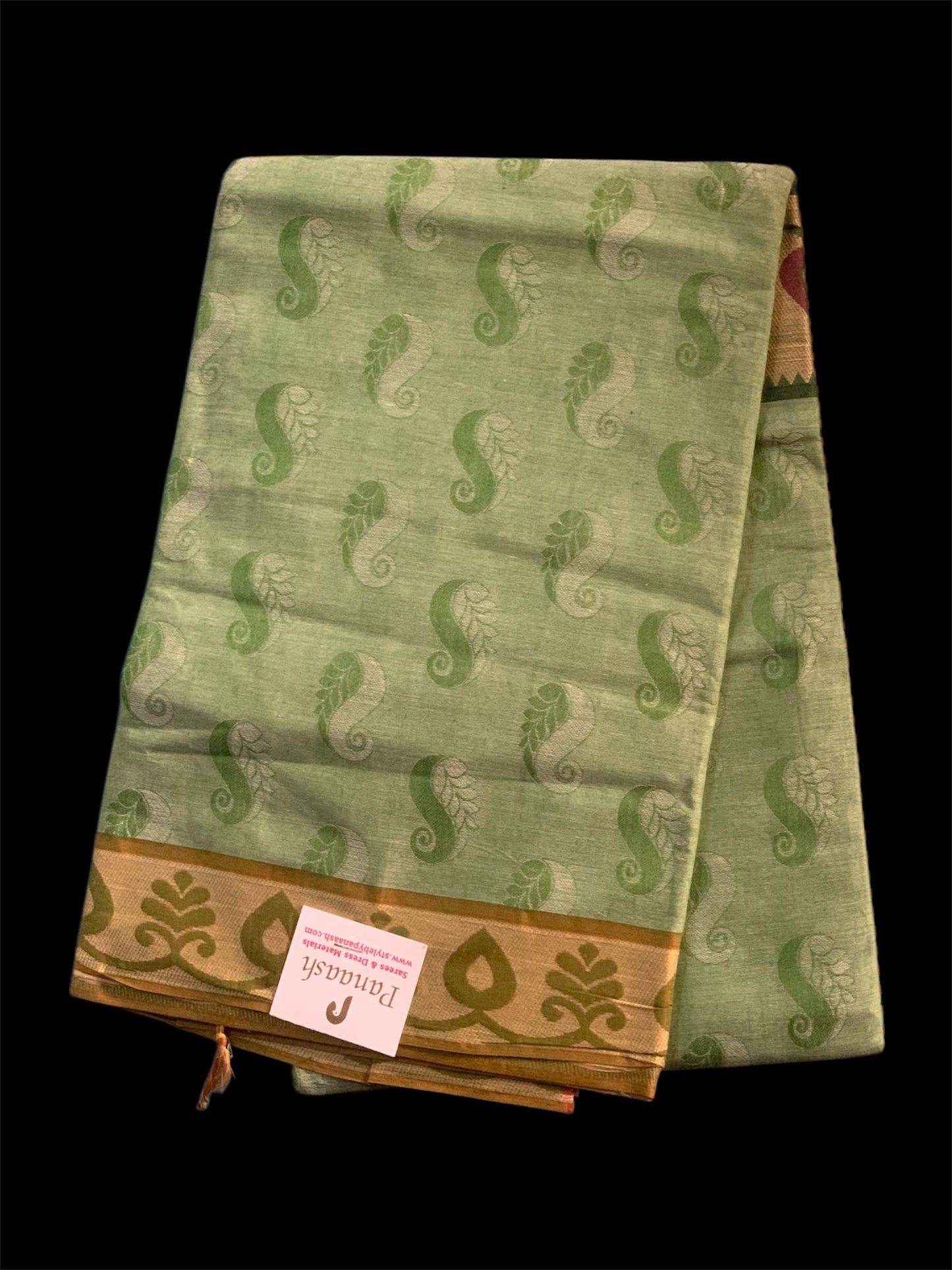 Green Cotton Readymade/Easy Saree