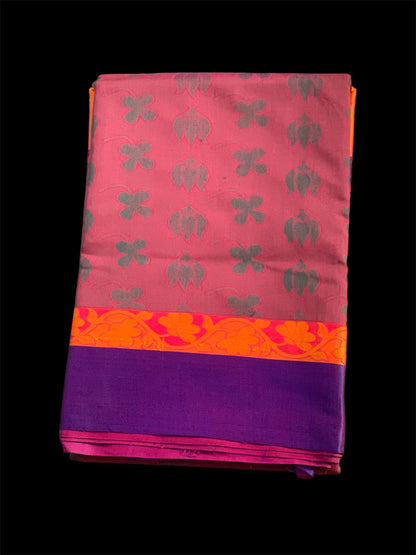 Pink Silk Cotton Readymade/Easy Saree