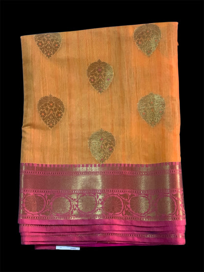 Orange Linen Readymade/Easy Saree