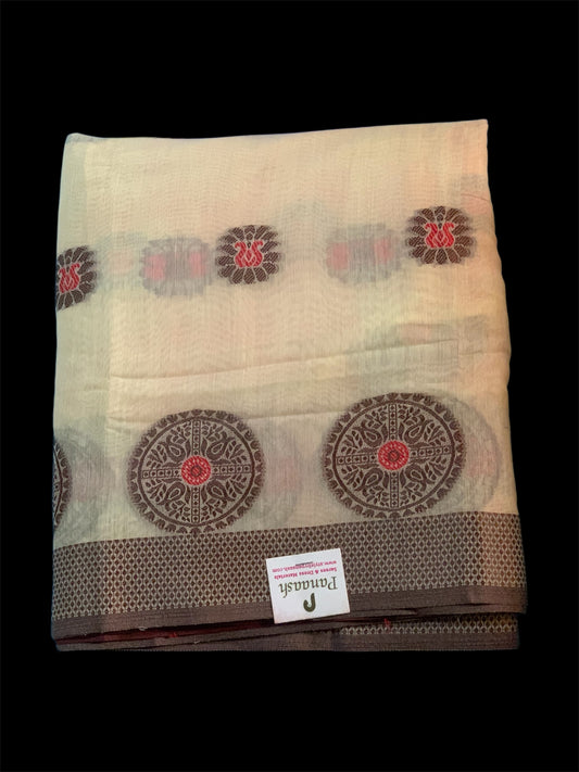 Light Yellow Cotton Readymade/Easy Saree