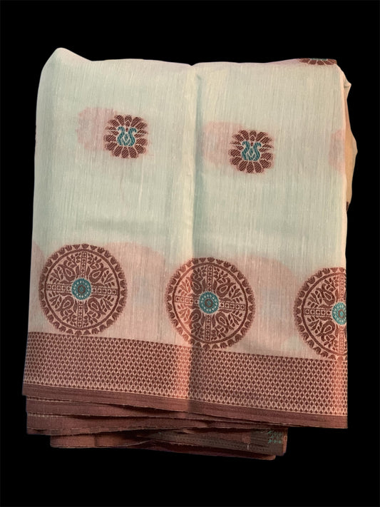 Lime Green Cotton Readymade/Easy Saree