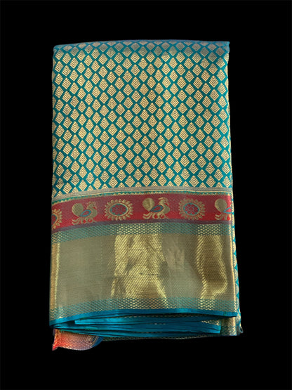 Turquoise Pure Kanchipuram Silk Readymade/Easy Saree