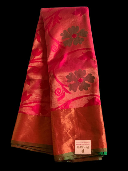 Pink Pure Kanchipuram Silk Readymade/Easy Saree