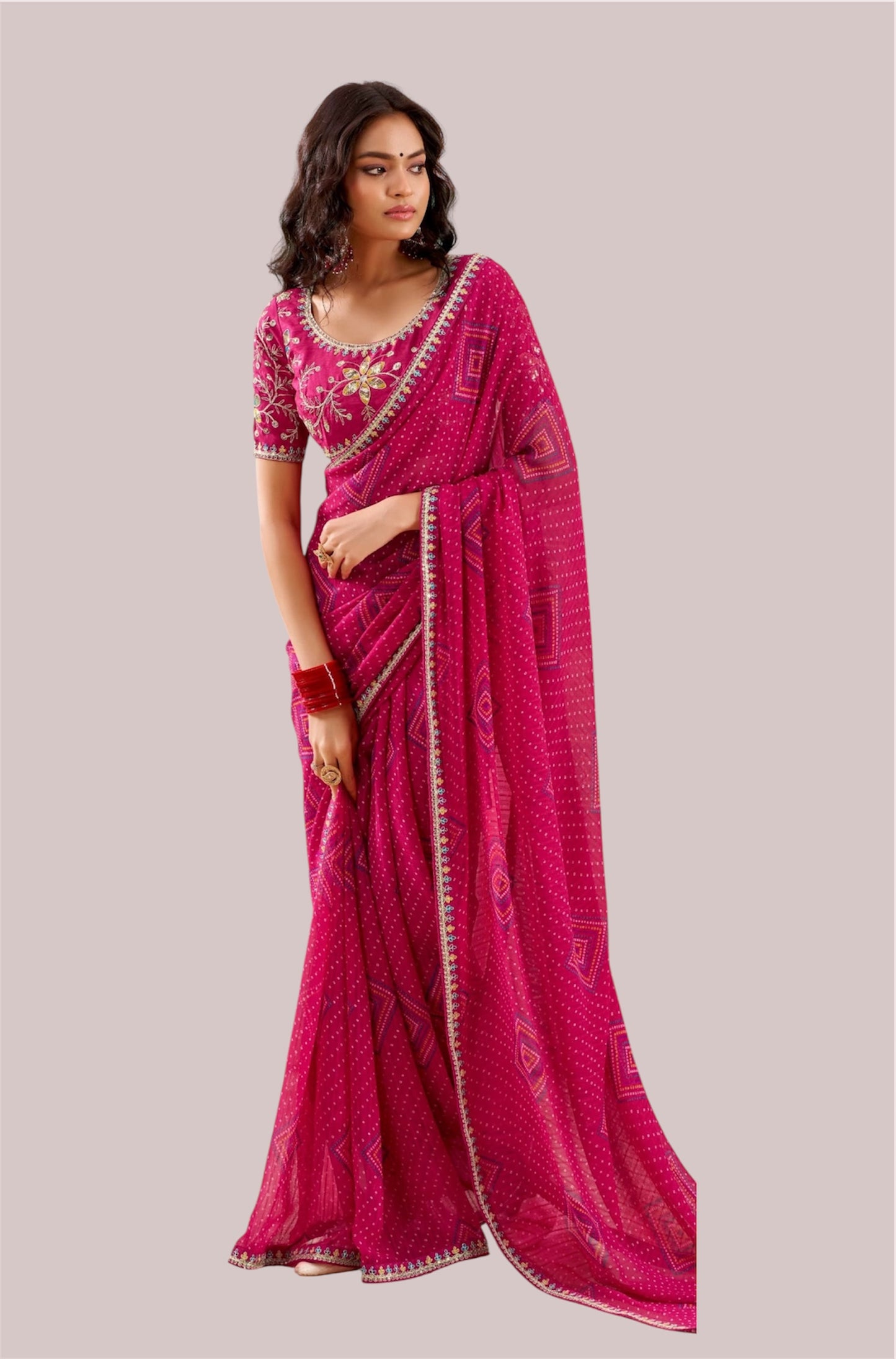 Pink Georgette Readymade/Easy Saree - Panaash Saree