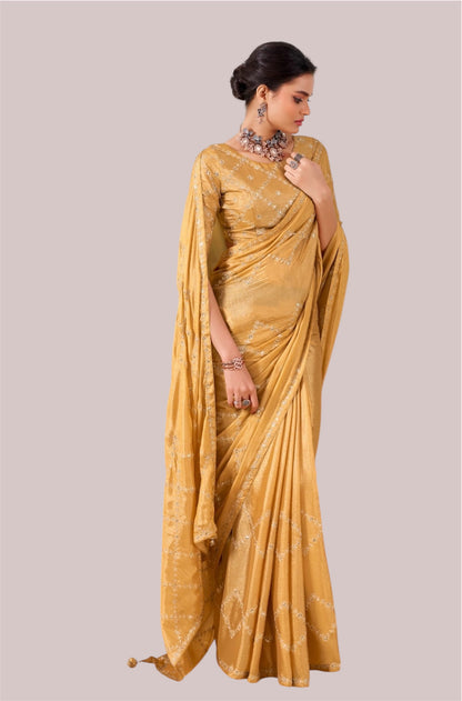 Light Yellow Georgette Readymade/Easy Saree - Panaash Saree