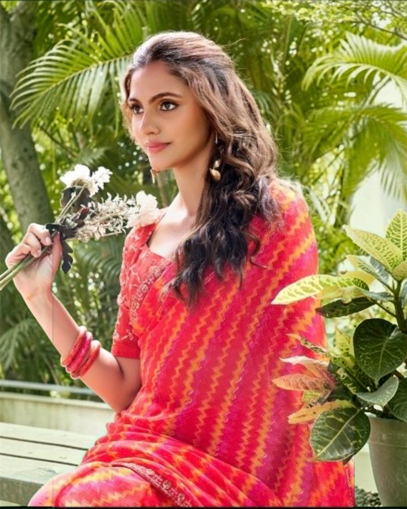 Orange Chiffon Ready To Wear/Easy Saree by Stylebypanaash 