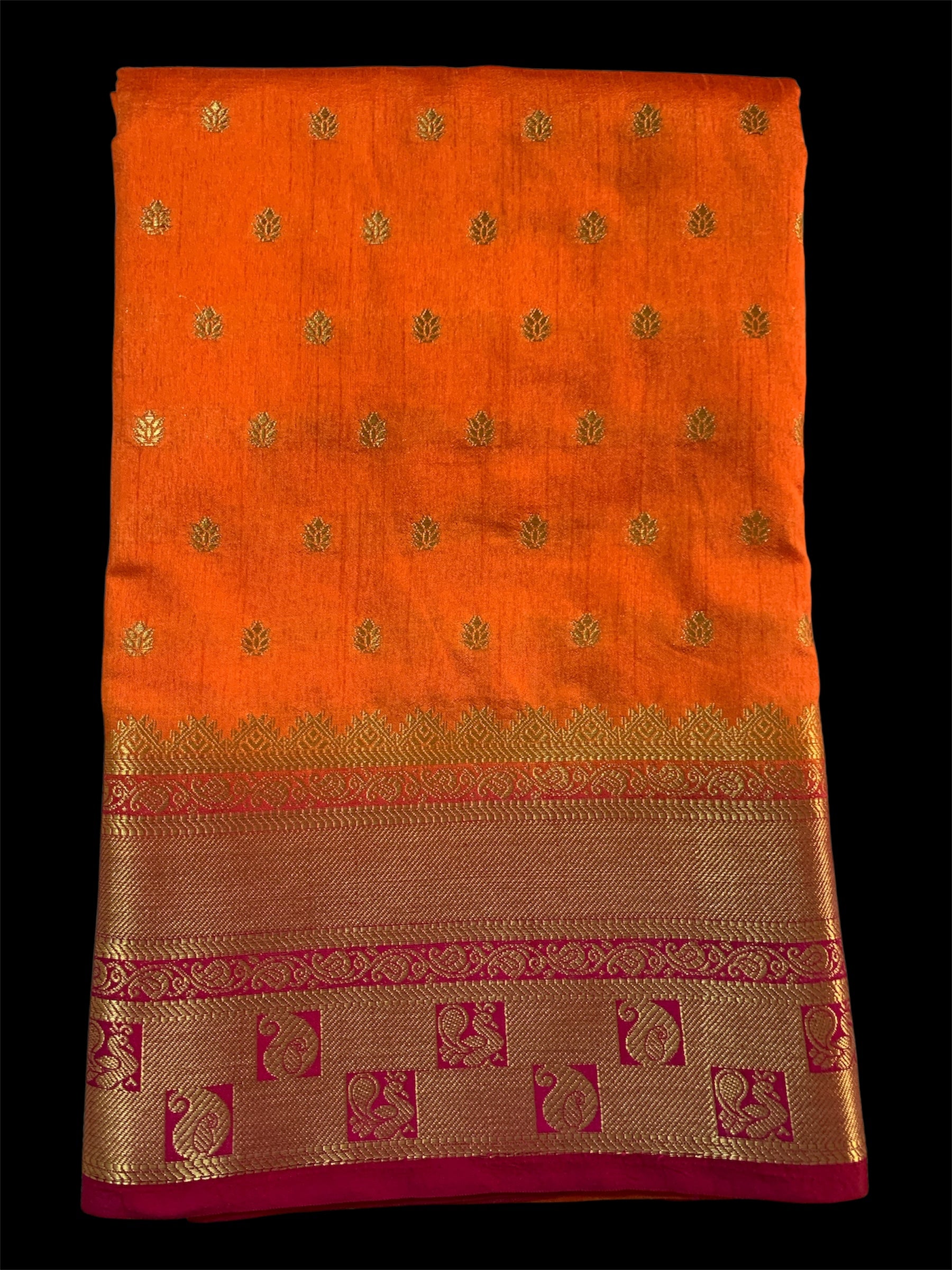 Orange Color Raw Silk Readymade/Easy Saree by Stylebypanaash