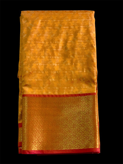 Mustard Yellow Color Kanjivaram Readymade/Easy Saree by Stylebypanaash