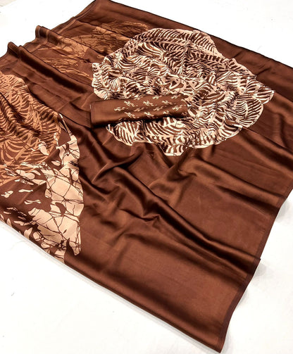 Brown Crepe Silk Casual Readymade/Easy Saree