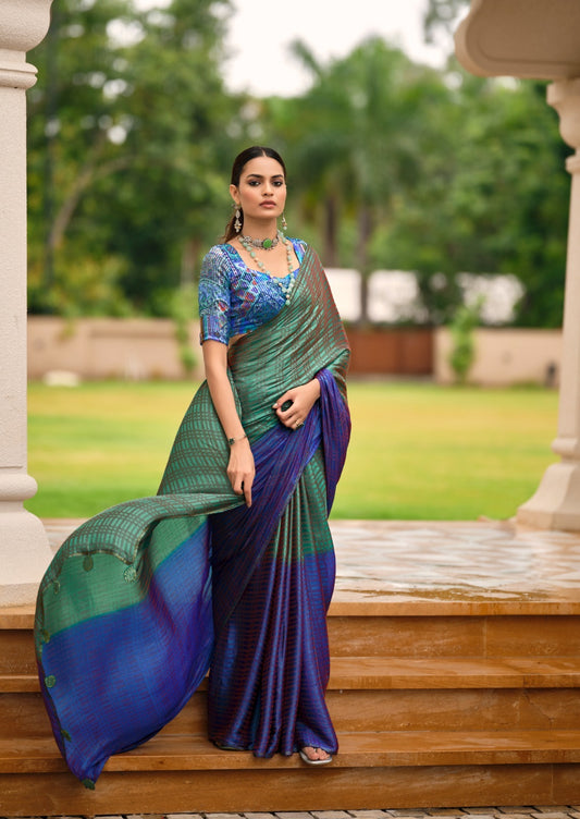 Multicolor Georgette Readymade/Easy Saree