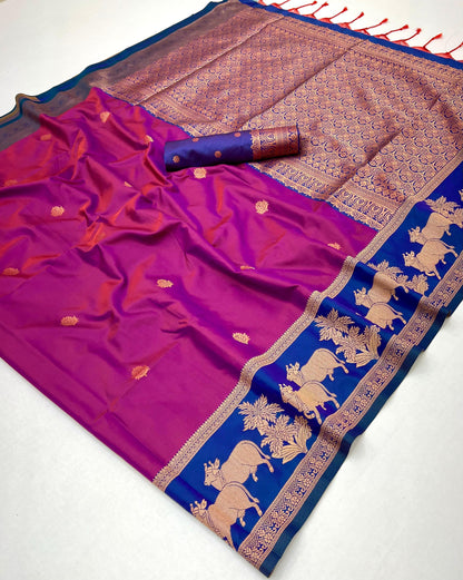 Magenta Tone Kanjivaram Silk Readymade/Easy Saree