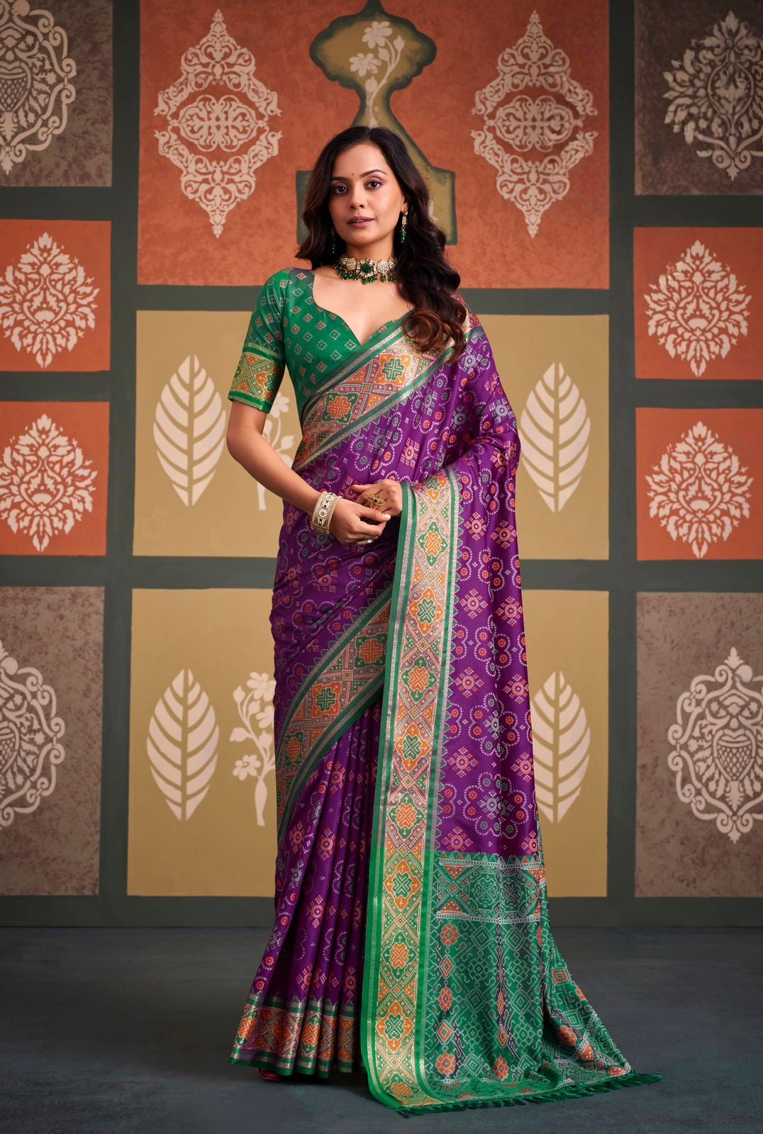 Purple Patola Ready To Wear/Easy Saree - Panaash Saree