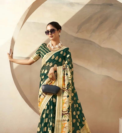 Emerald Green Georgette Readymade/Easy Saree